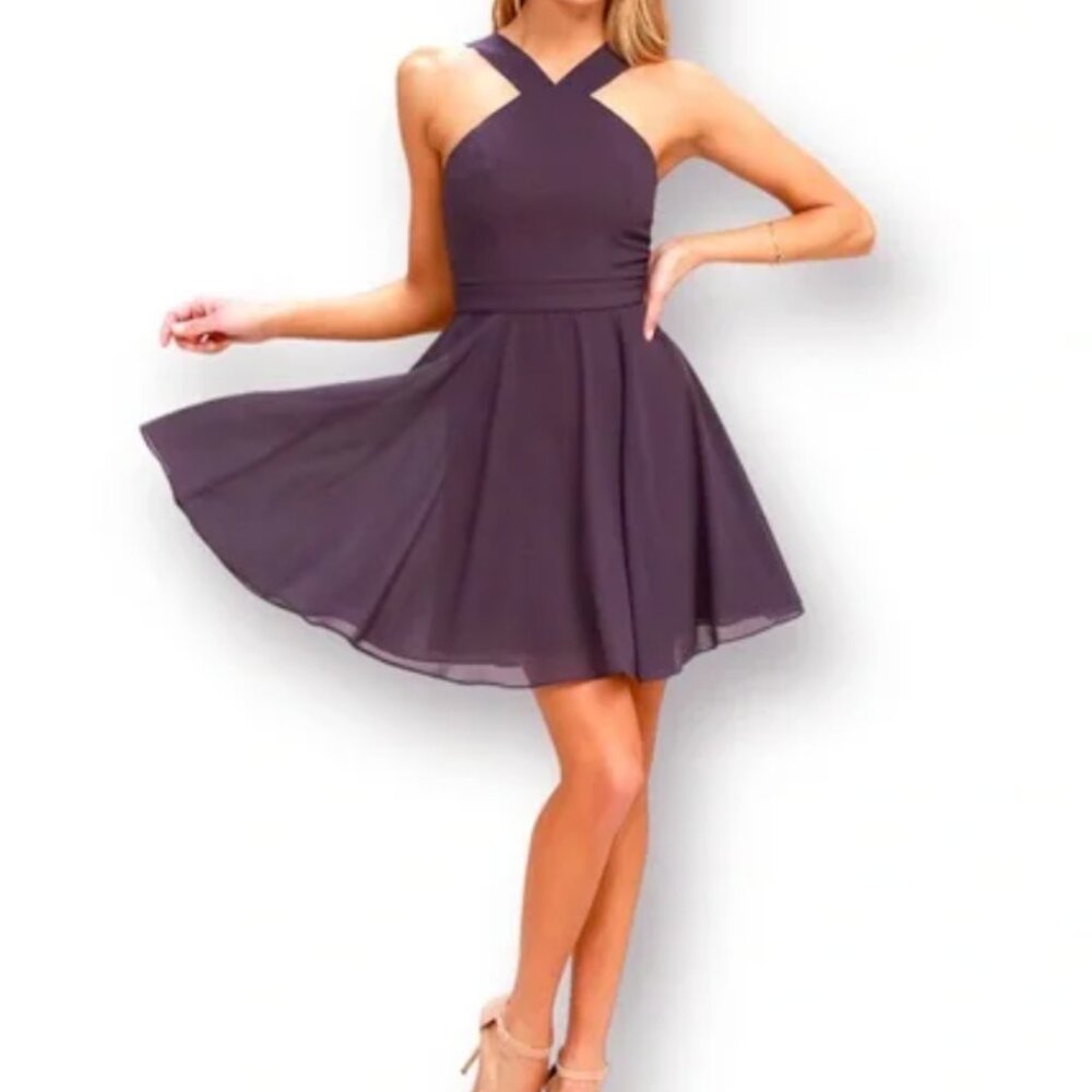 Lulus Forevermore Purple Skater Dress